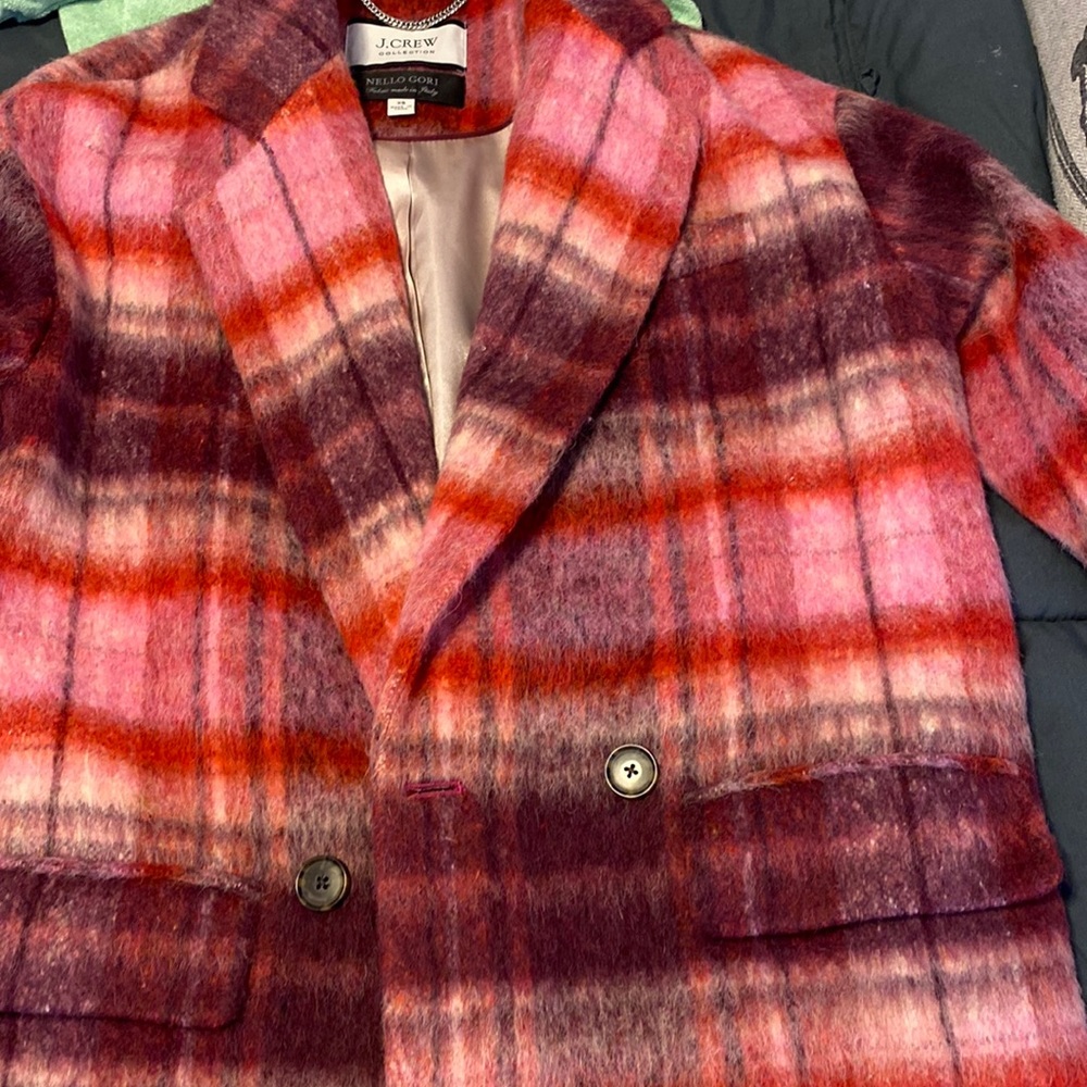 J Crew Peacoat pink plaid size xs